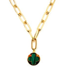 my stylish malachite clover necklace