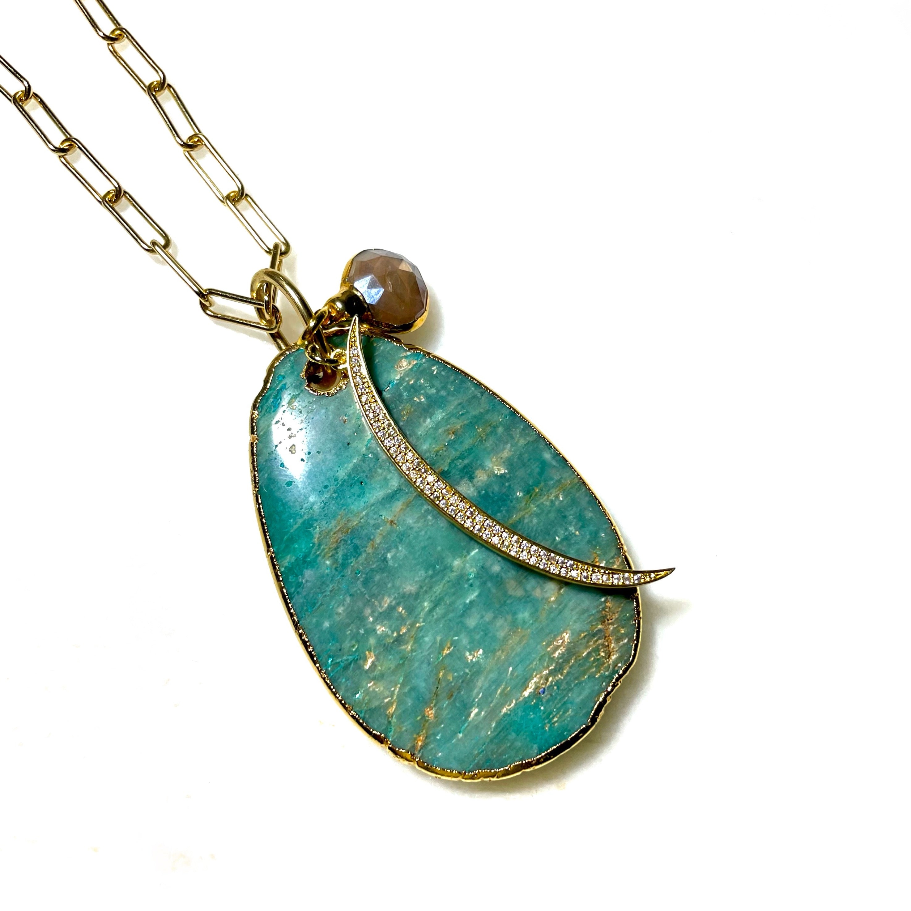 organic amazonite moon necklace