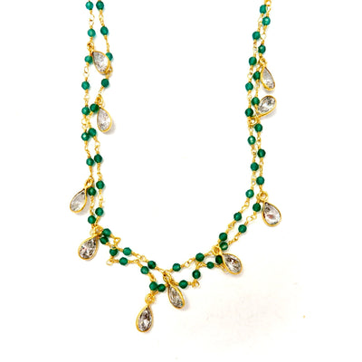 dangling drops jade chain necklace