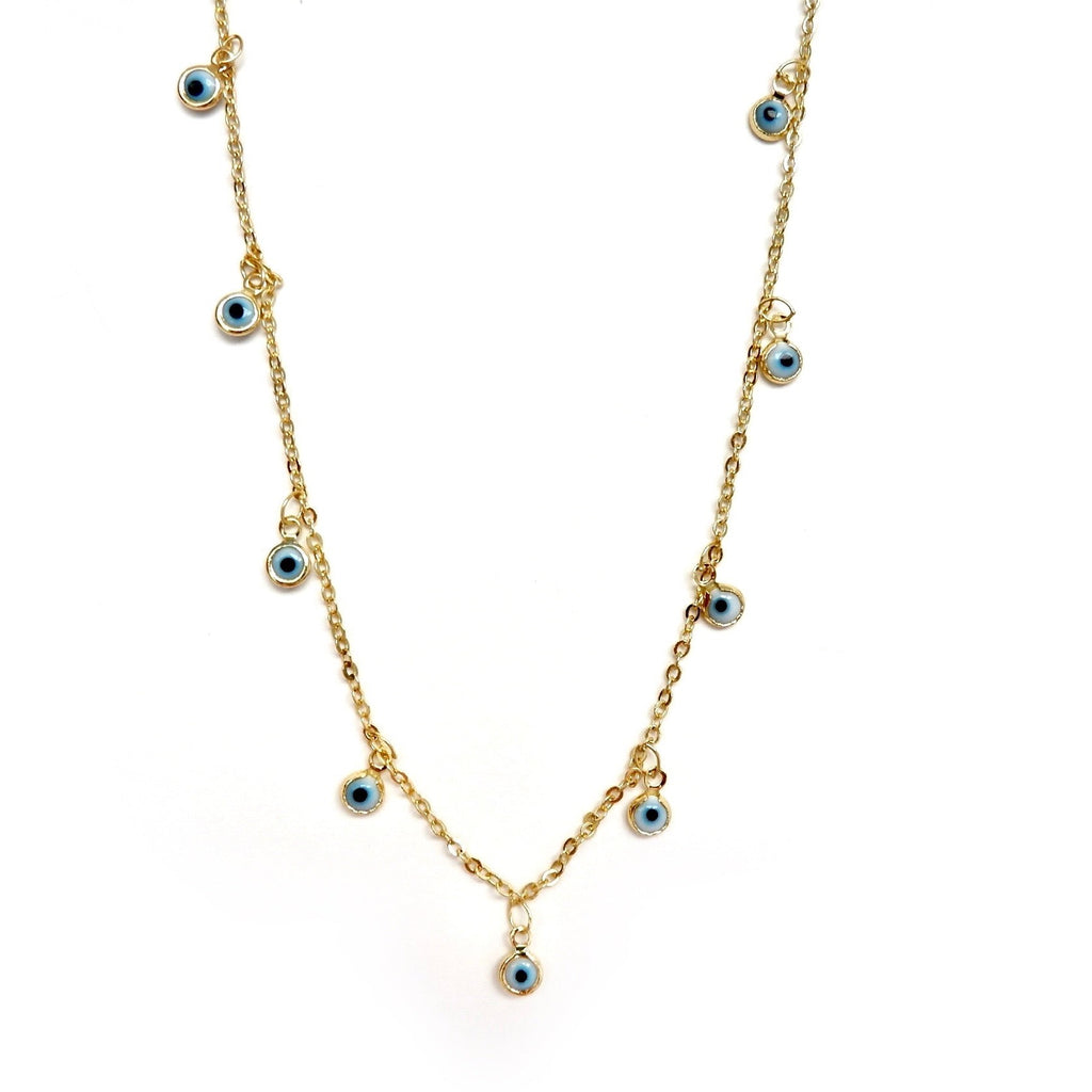 tiny dangling eye charm necklace