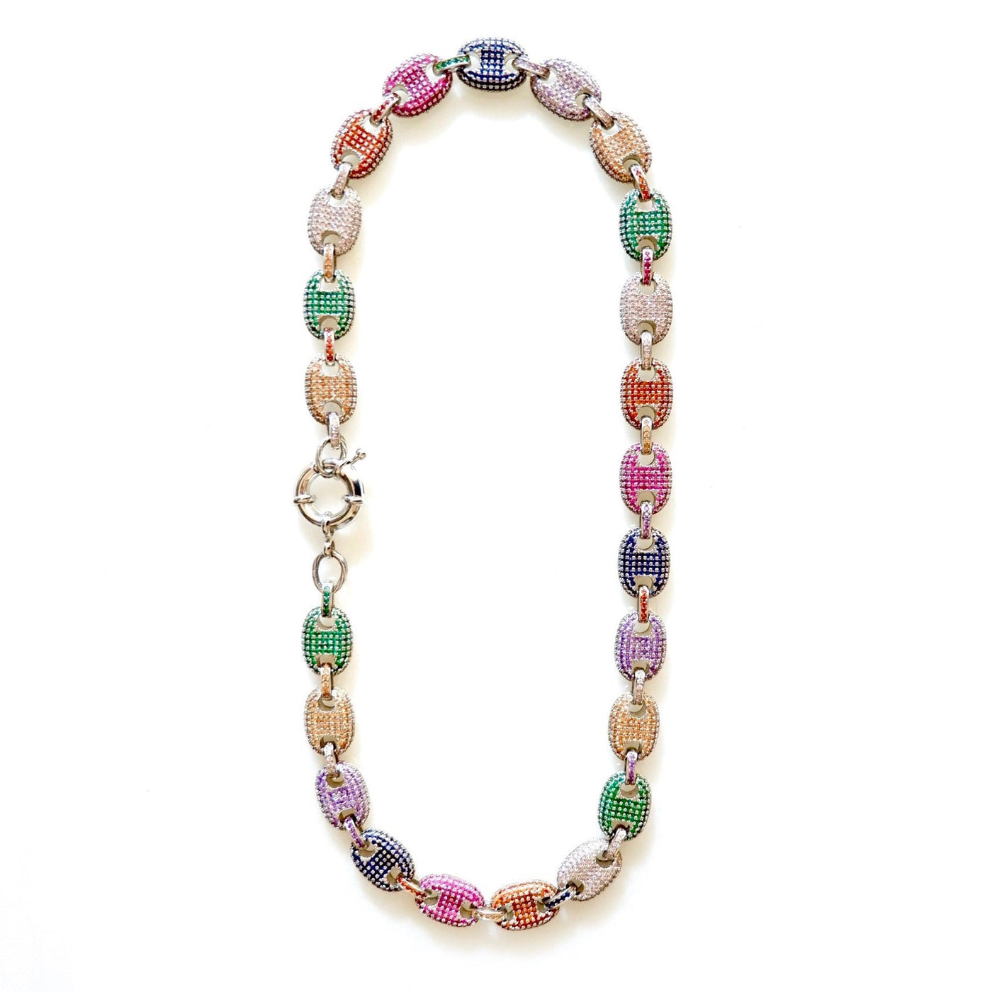 rainbow guchee links necklace