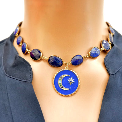 lapis moon and star necklace