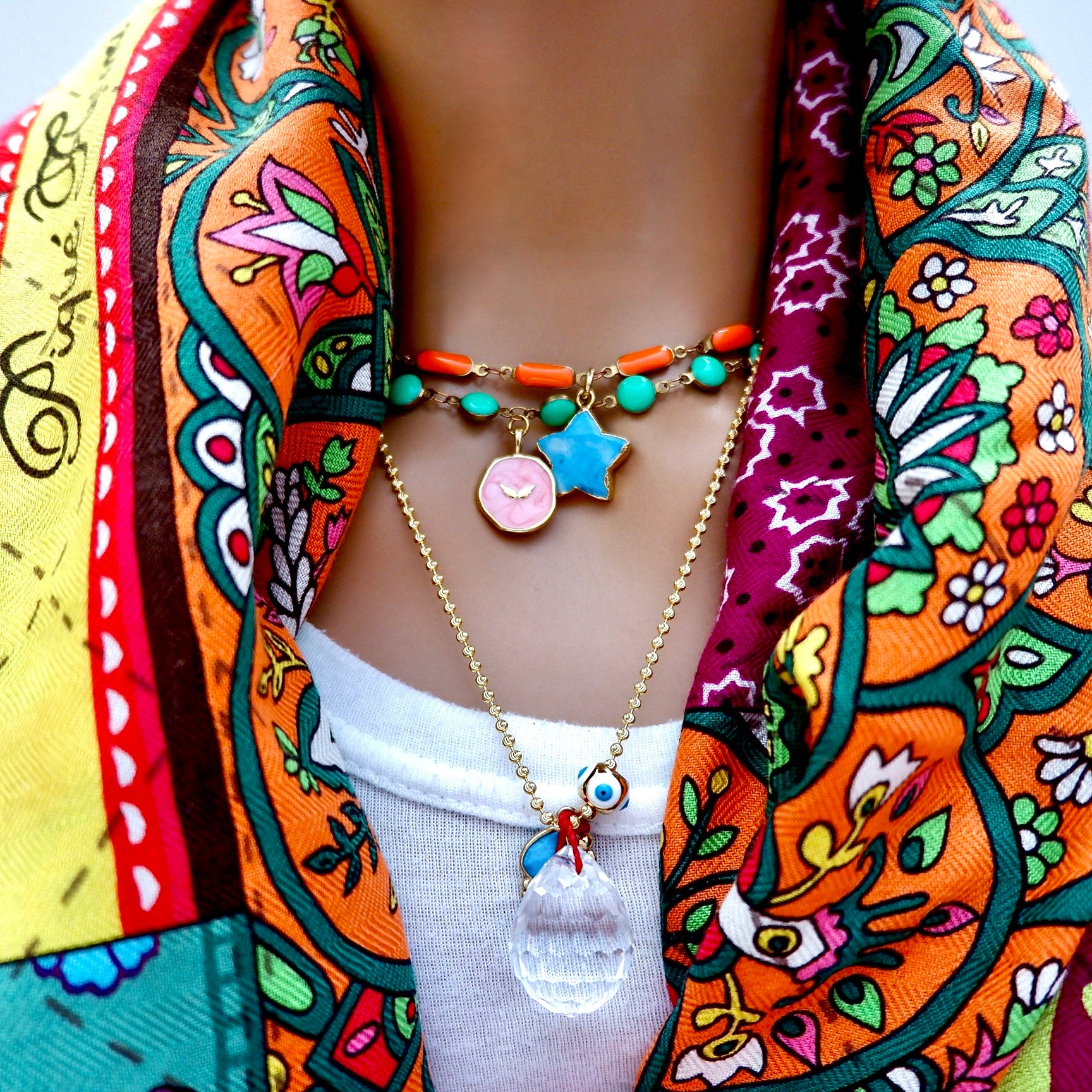 my vintage orange happy necklace