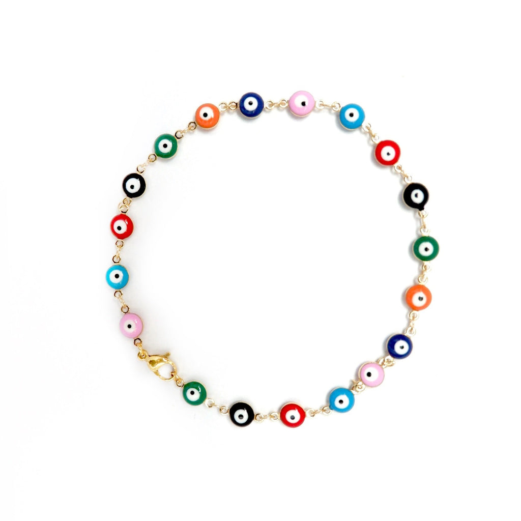 colorful evil eye anklet