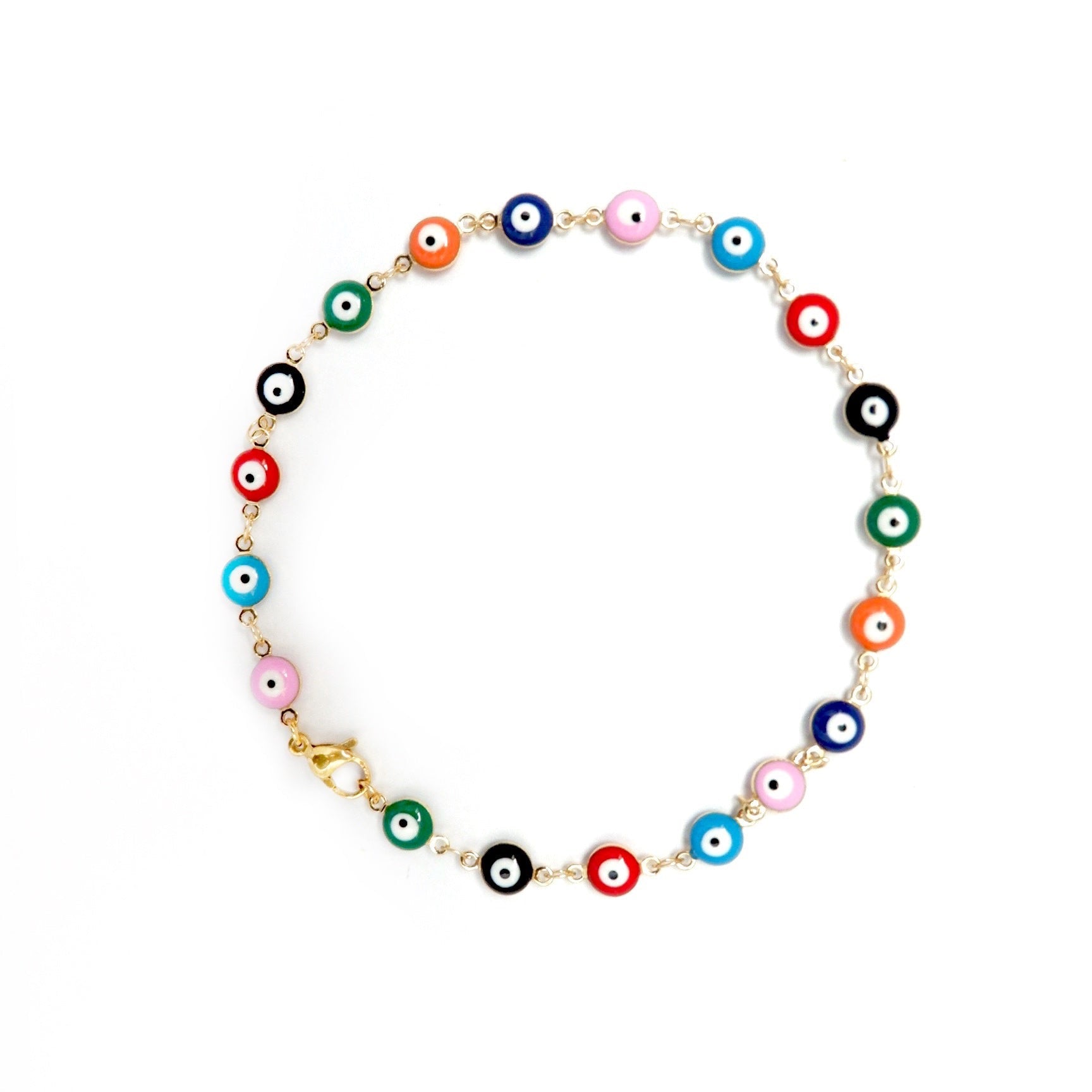 colorful evil eye anklet