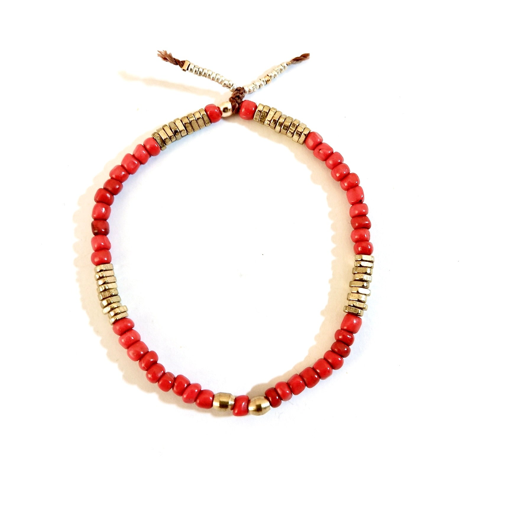 small vintage red beads mens bracelet