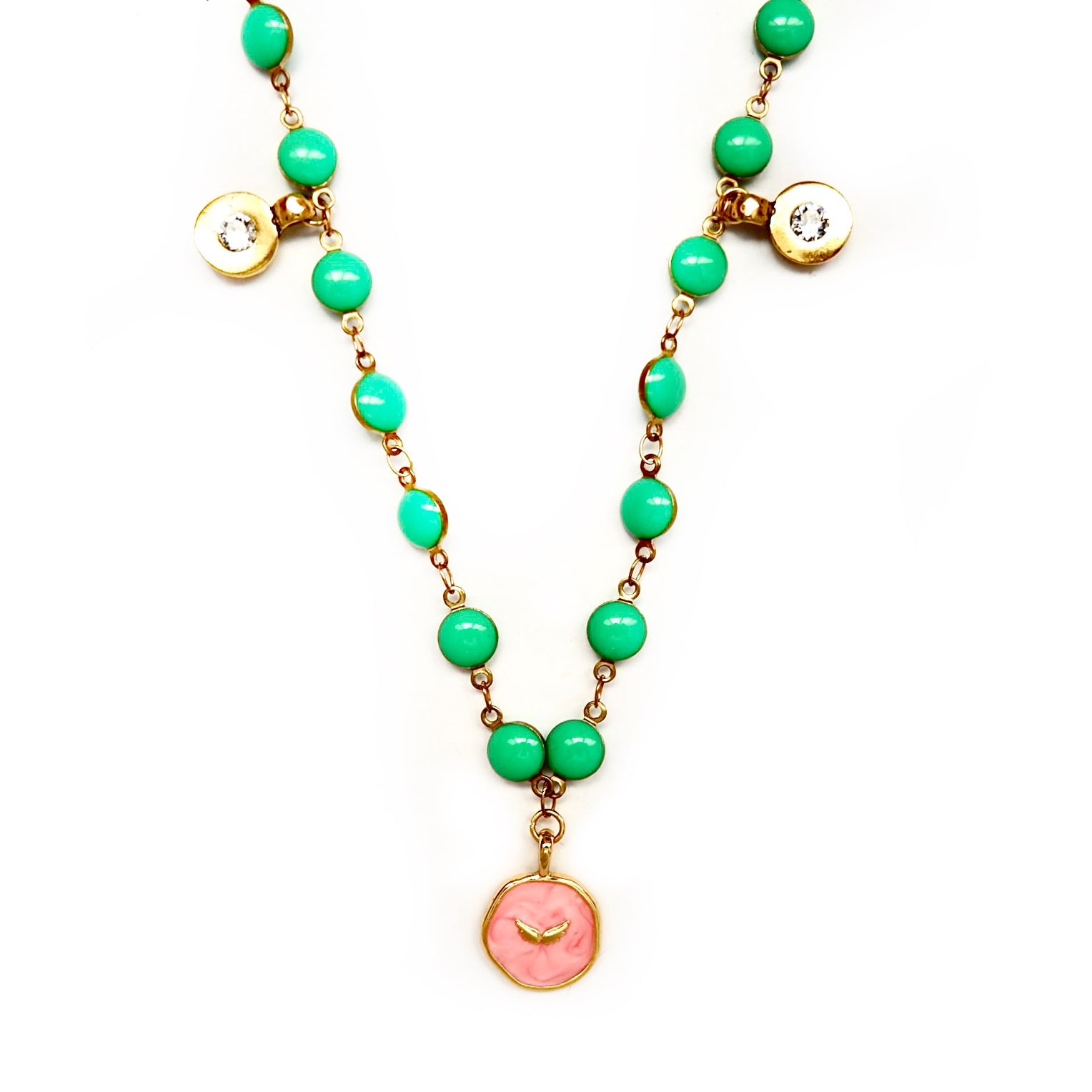 my vintage green happy necklace