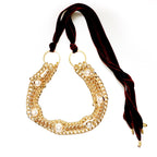 chunky pearl velvet necklace