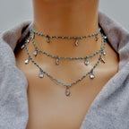 dangling drops turquoise chain necklace