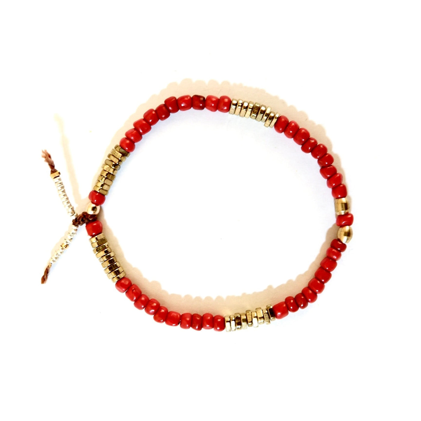 small vintage red beads mens bracelet