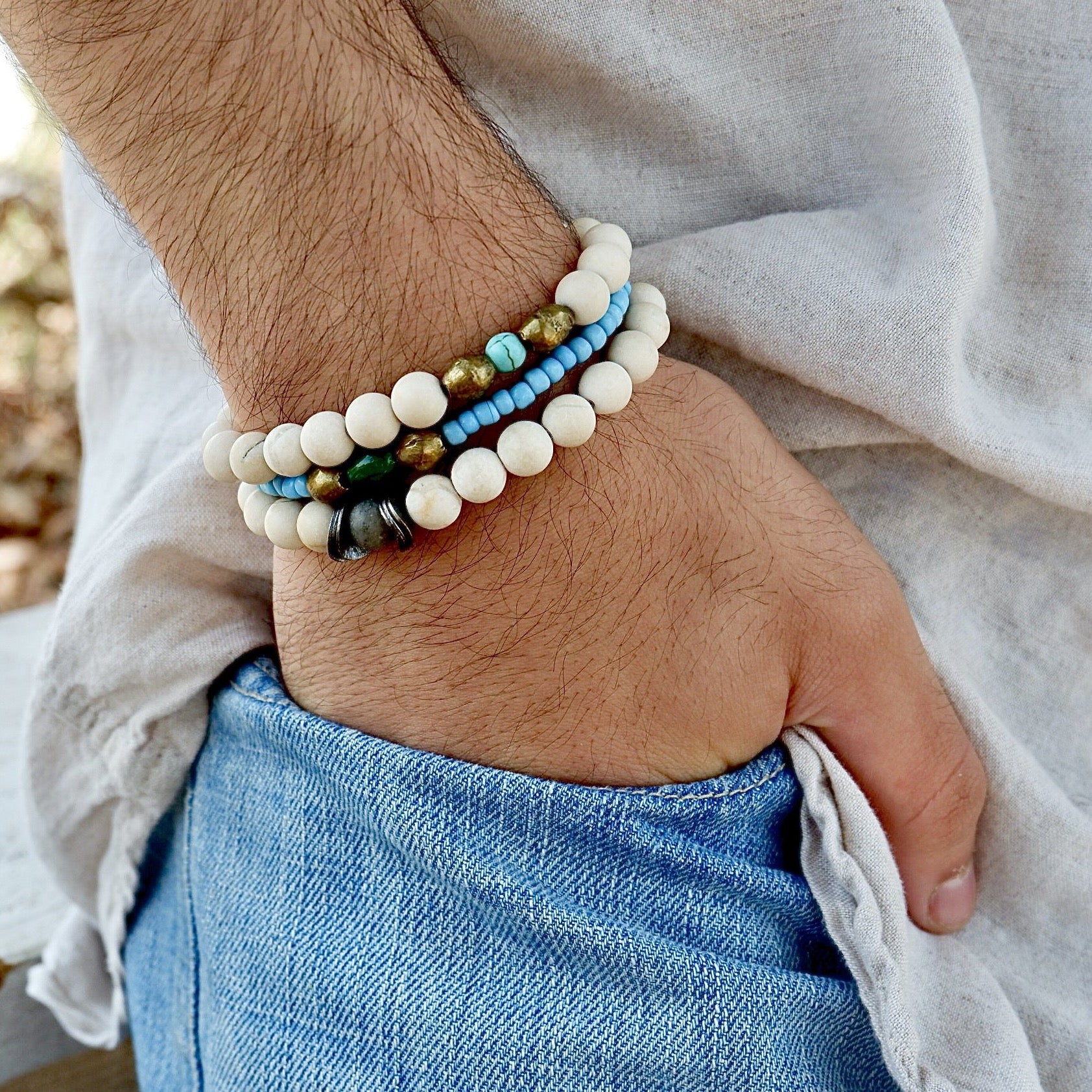 turquoise santorini mens bracelet