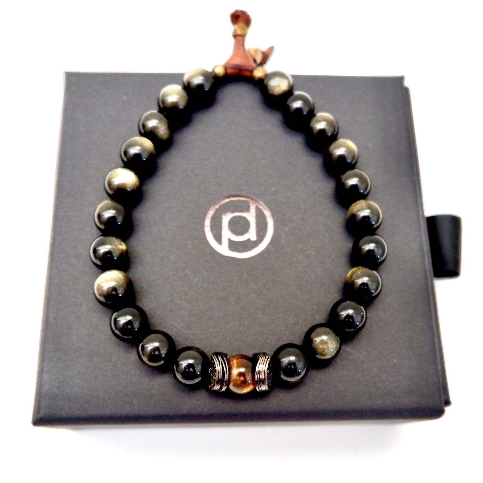 golden obsidian sporty mens bracelet