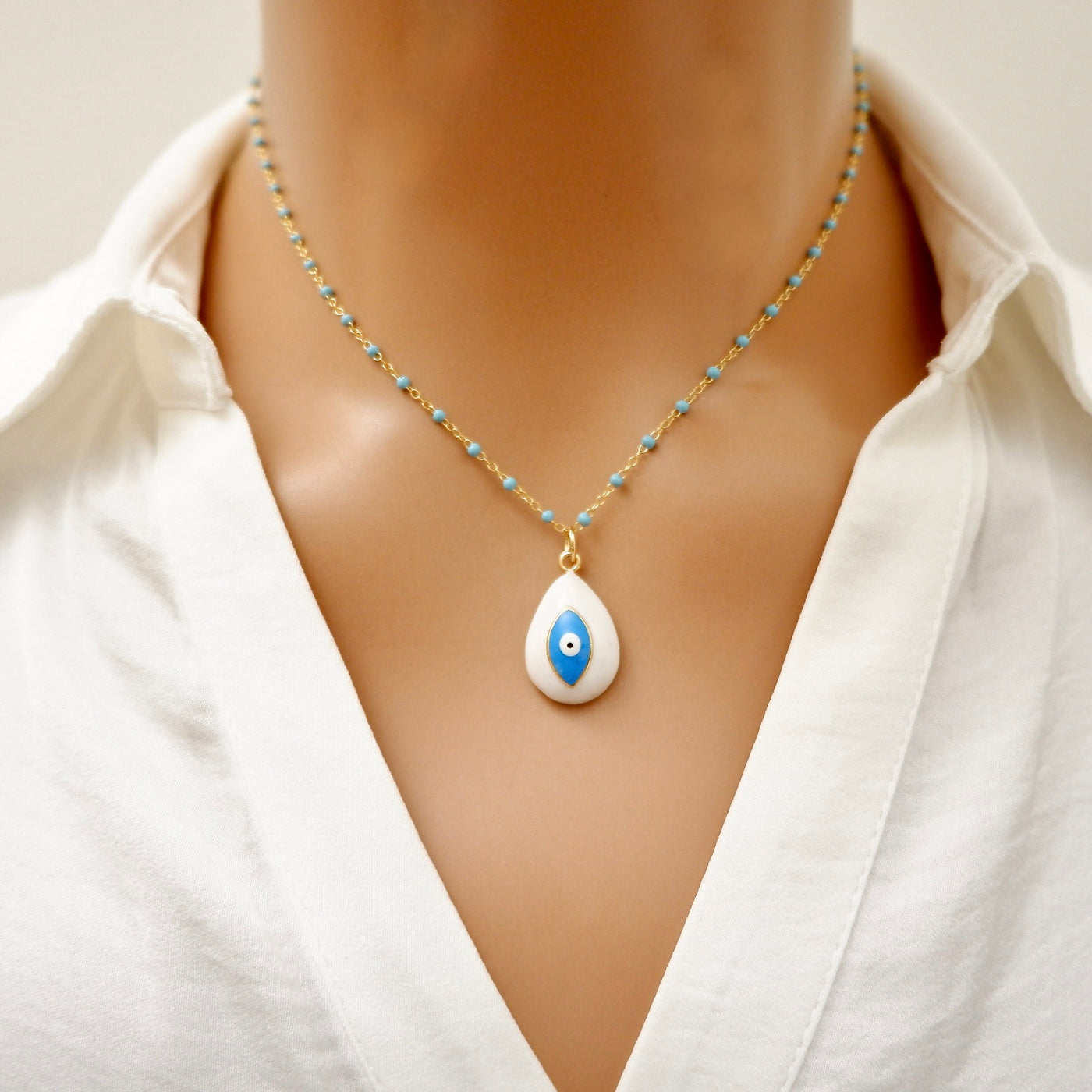 my sweet turquoise evil eye necklace