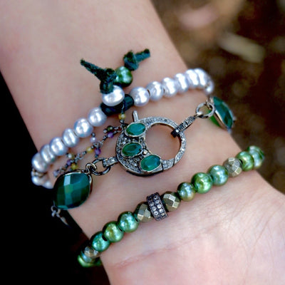 vintage green agate bracelet