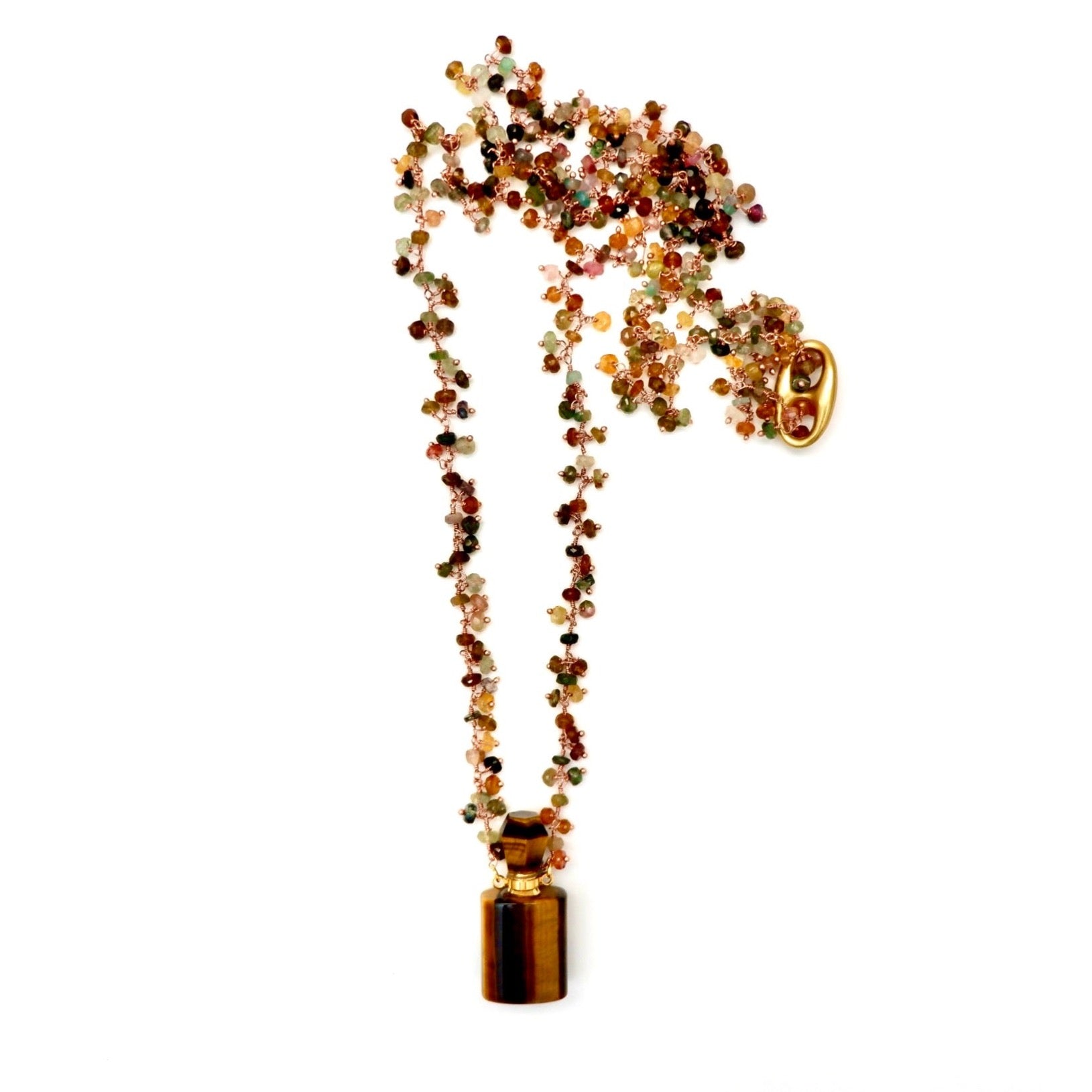 tigers eye perfume bottle necklace