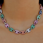 rainbow guchee links necklace