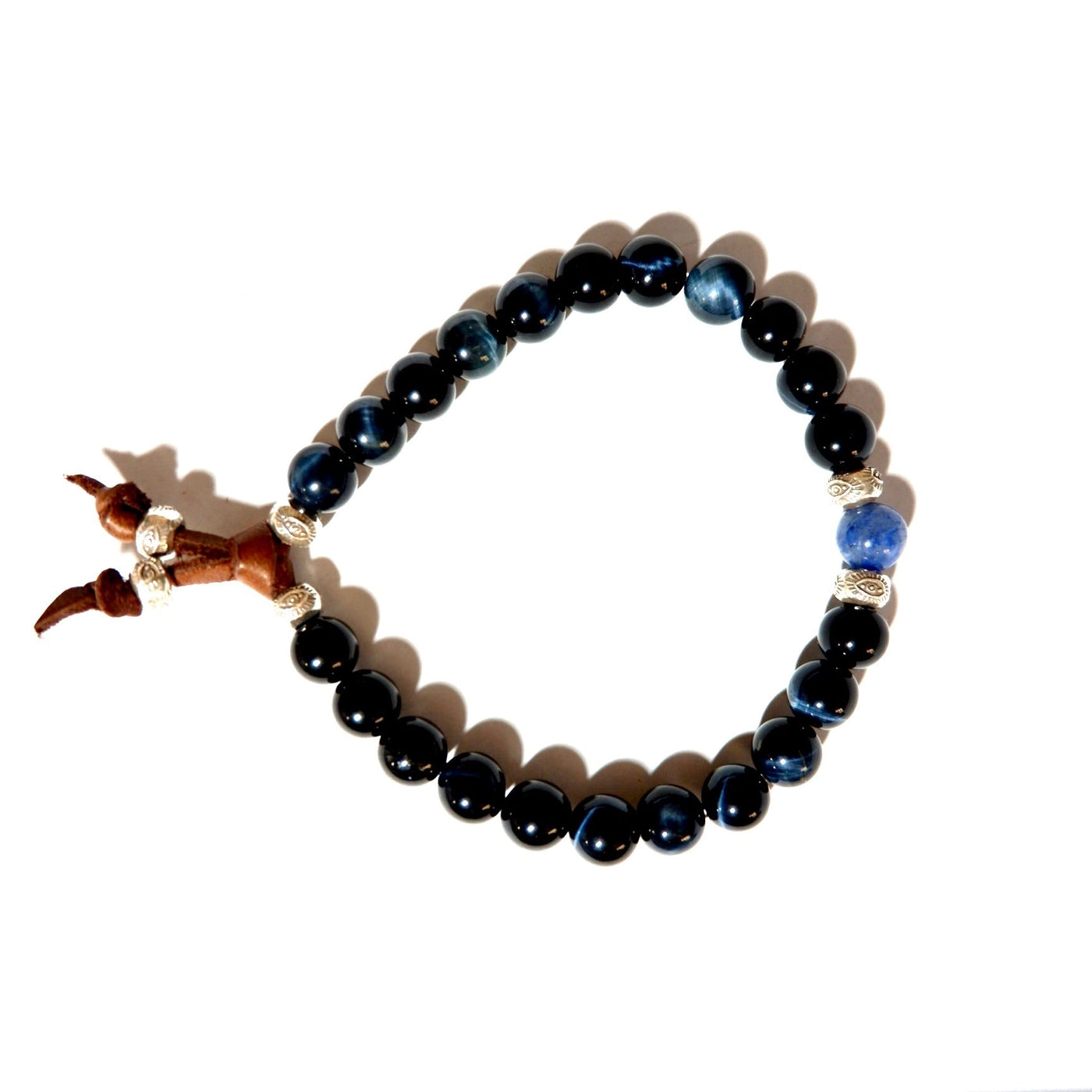 blue tigers eye magic mens bracelet
