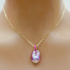 my ruby pink pearl necklace