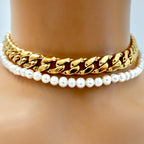 chain and pearls choker necklace