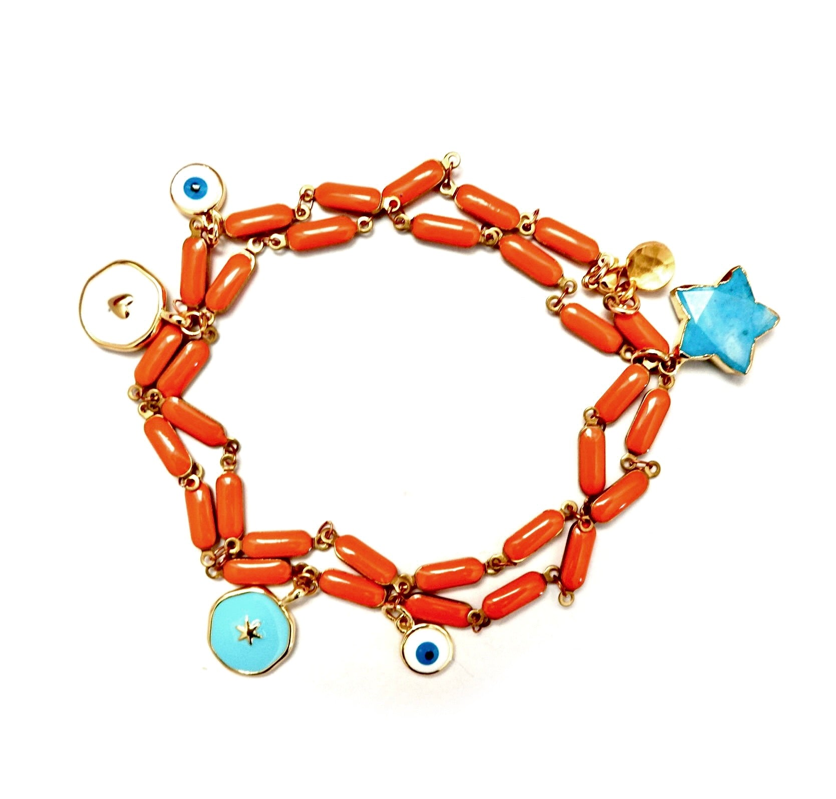 my vintage orange happy necklace