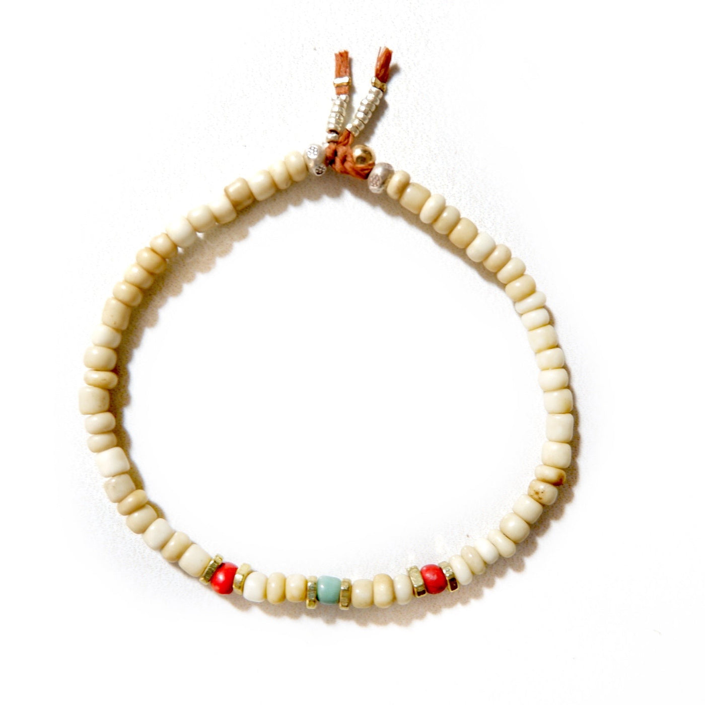 small vintage off white beads mens bracelet