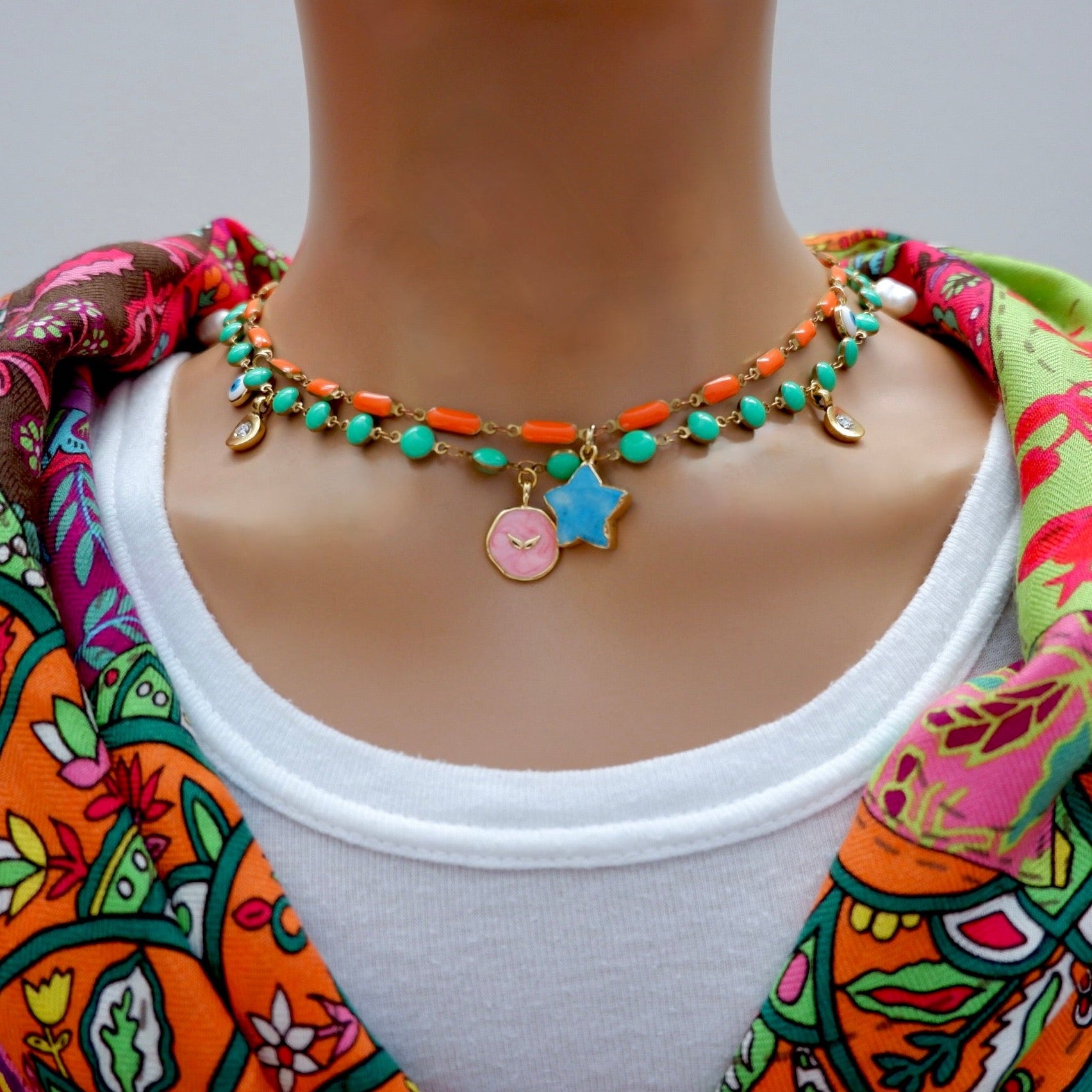 my vintage green happy necklace
