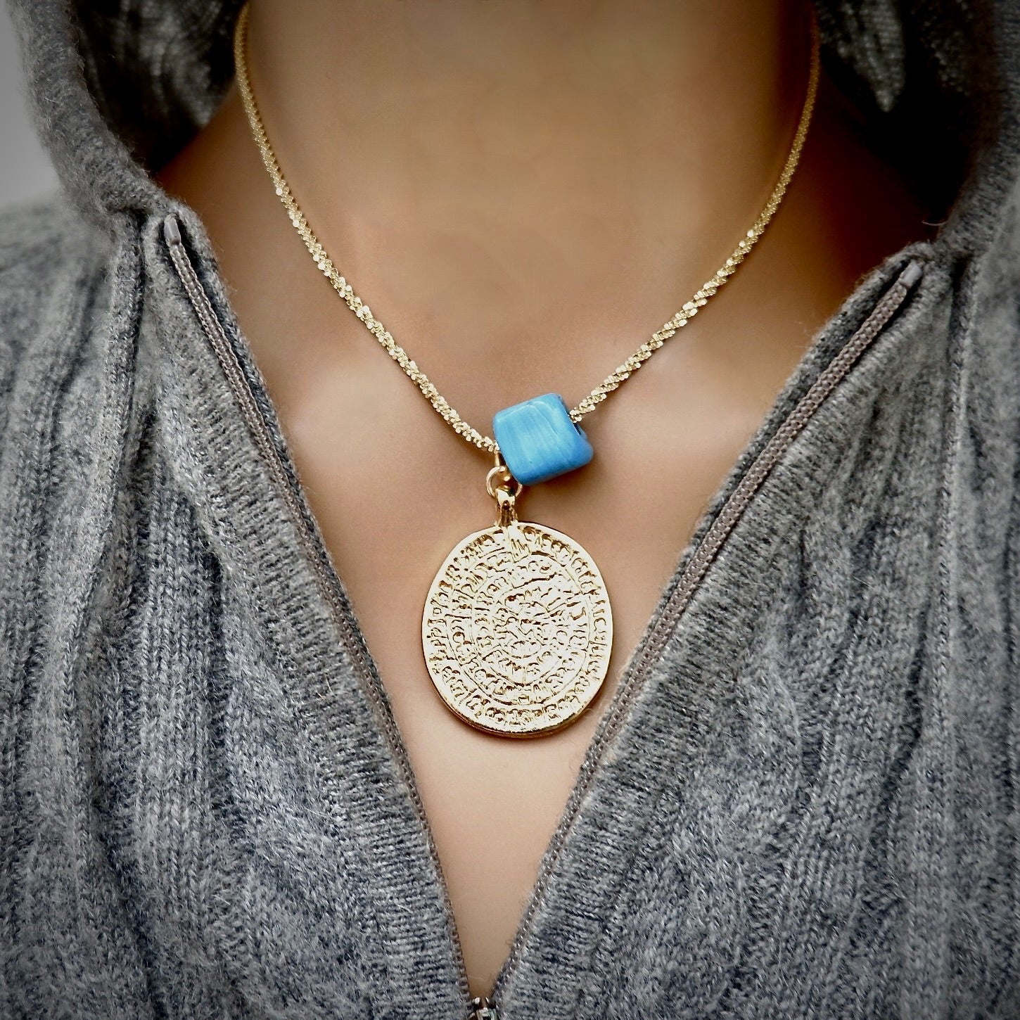 my pyrite medallion necklace