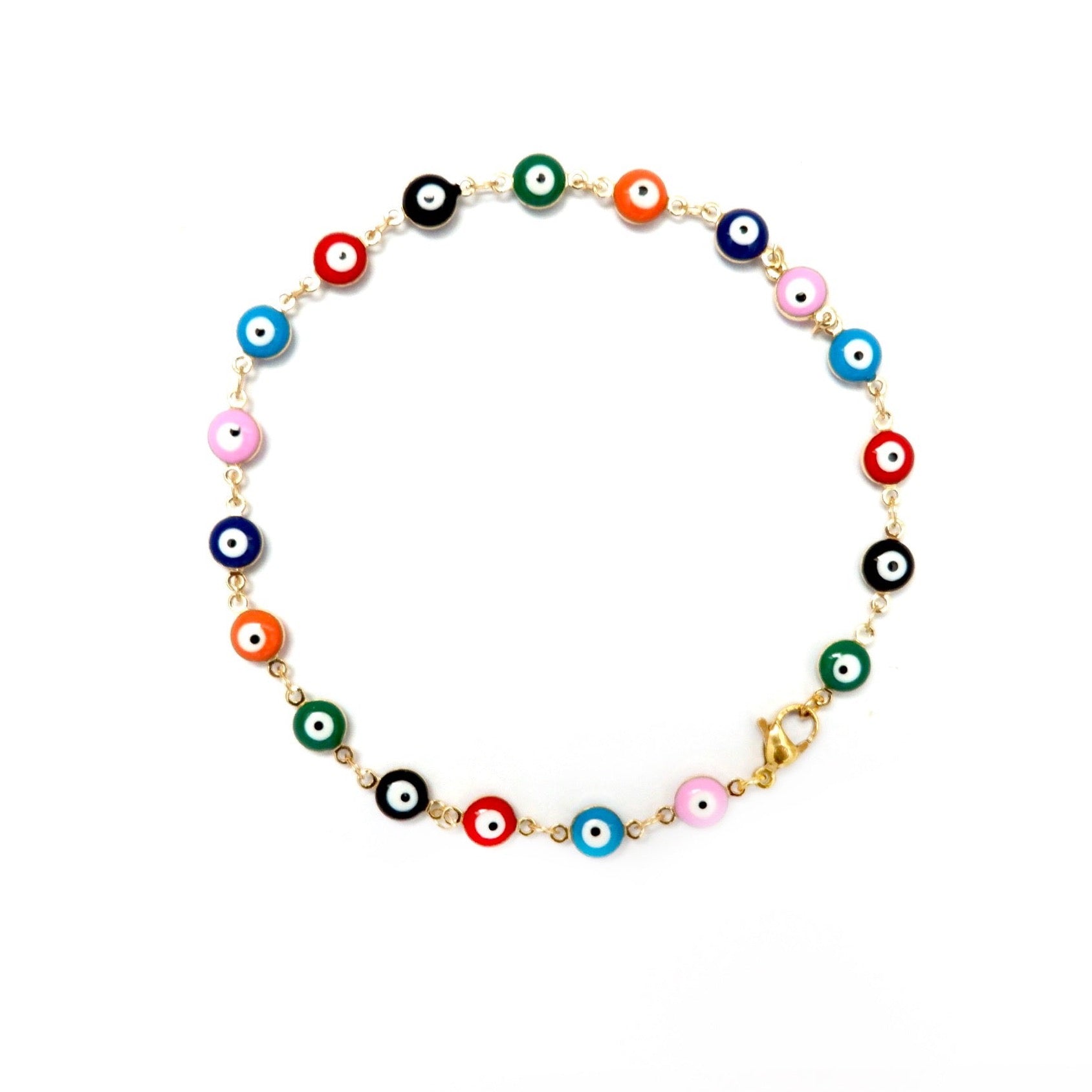 colorful evil eye anklet