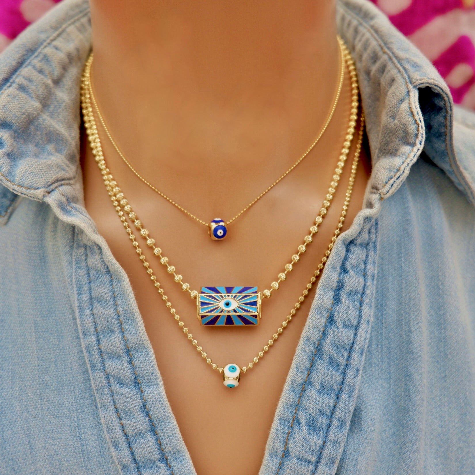 my floating protective eye necklace