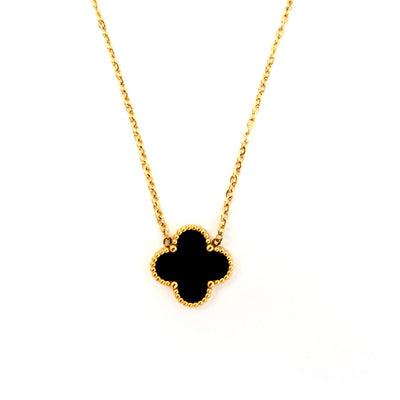 black onyx clover necklace
