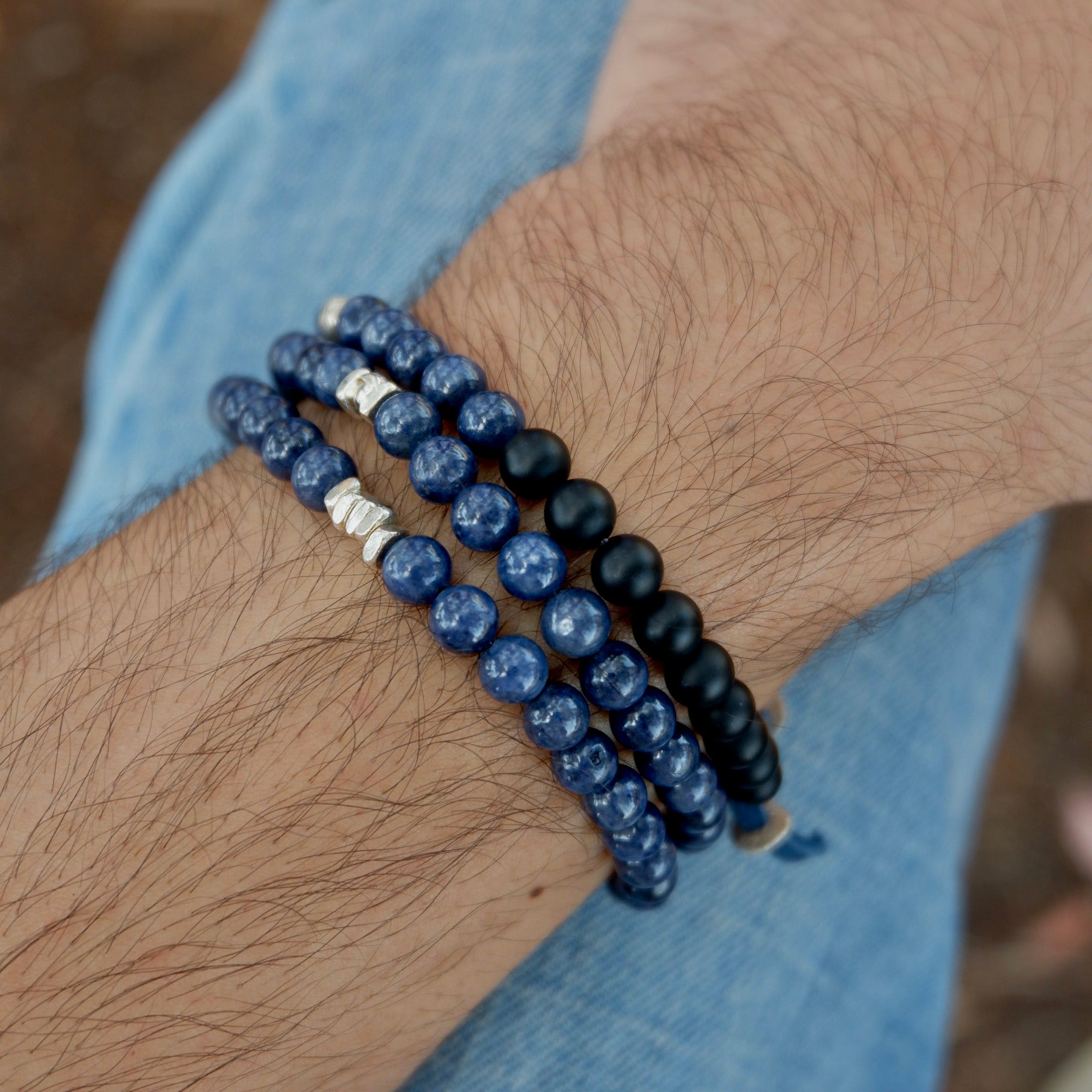 sapphire duo mens bracelet