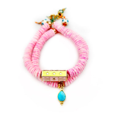 my set of twin pink shells bracelets