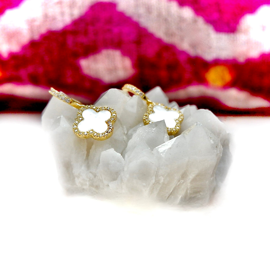 my dangling bling clover earrings