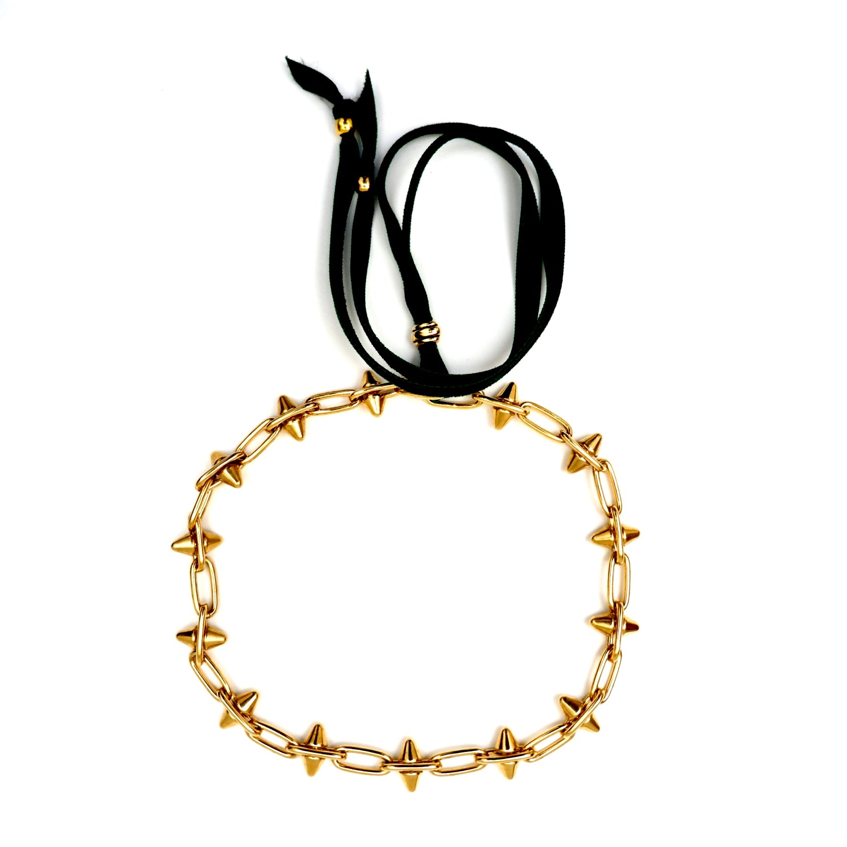 gold spikes choker necklace