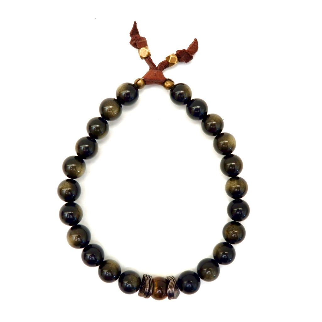 golden obsidian sporty mens bracelet