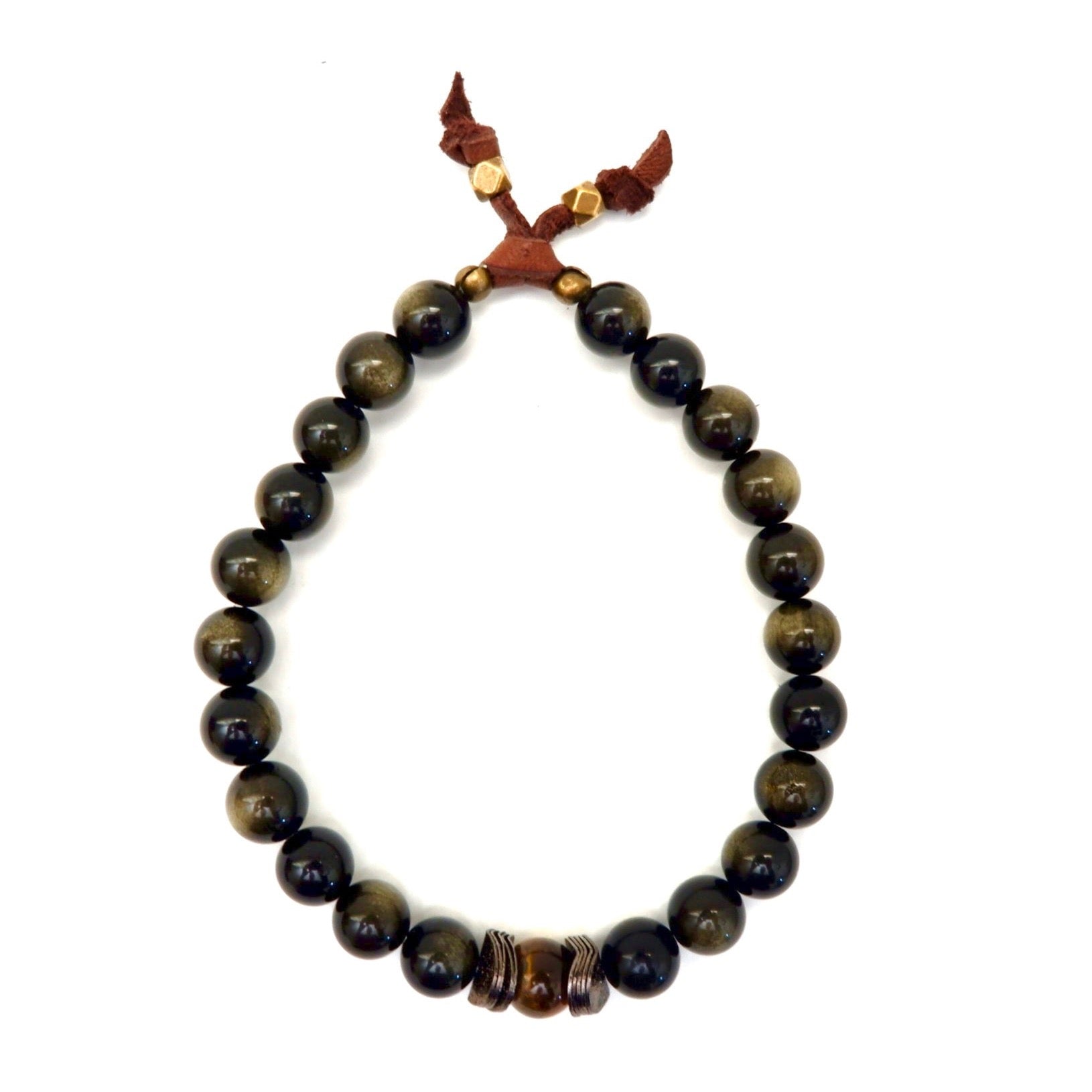 golden obsidian sporty mens bracelet