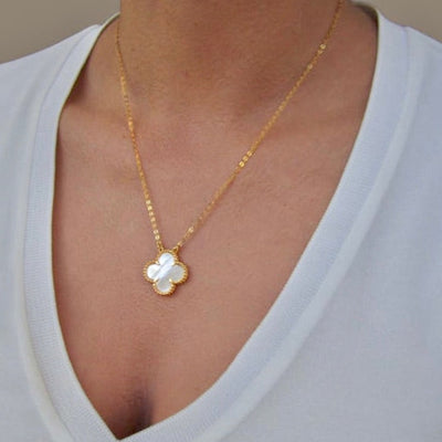 mother of pearl clover necklace