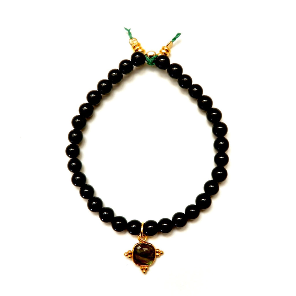 labradorite charm onyx bracelet