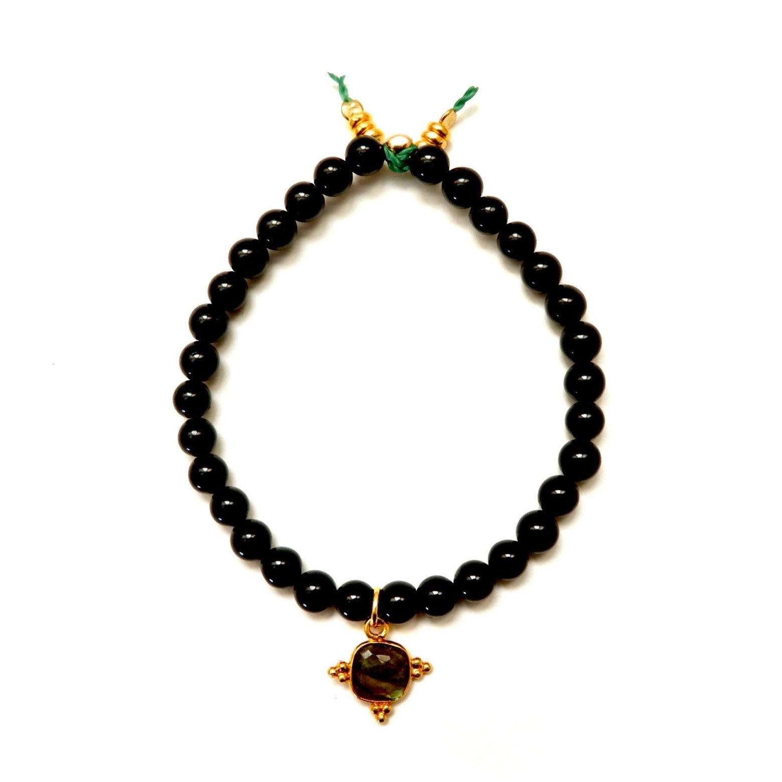 labradorite charm onyx bracelet