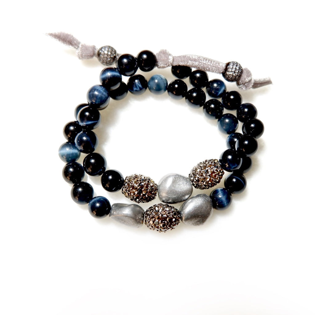 hematite blu duo bracelets