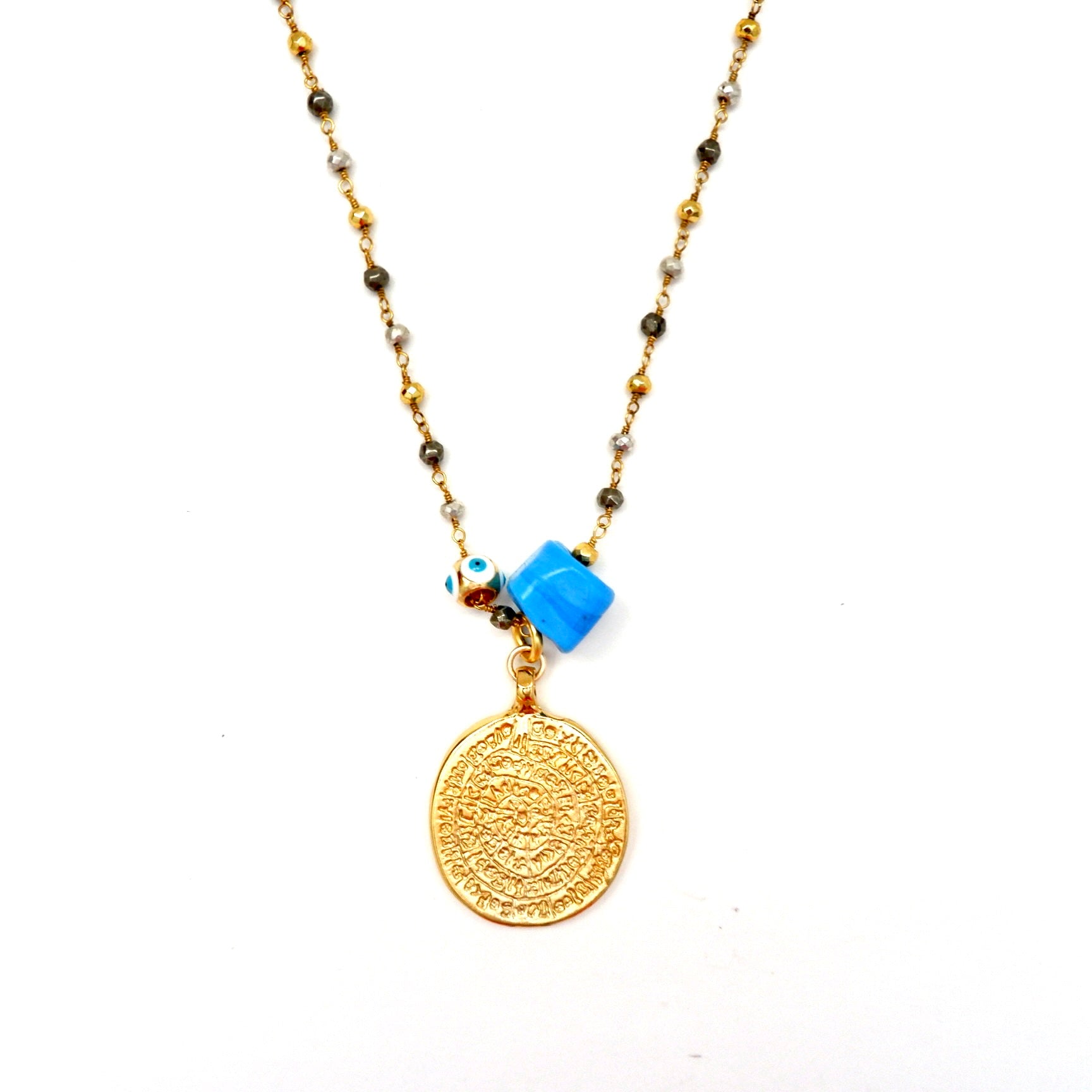 my pyrite medallion necklace