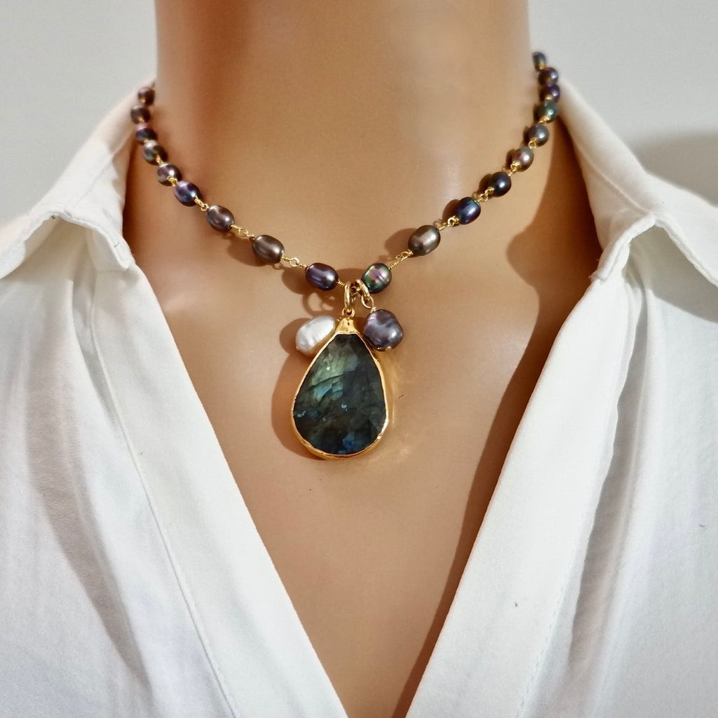 rainbow pearl necklace