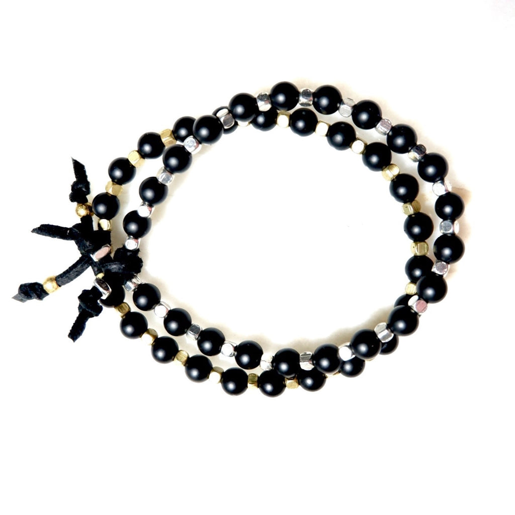 black onyx twin set mens bracelet
