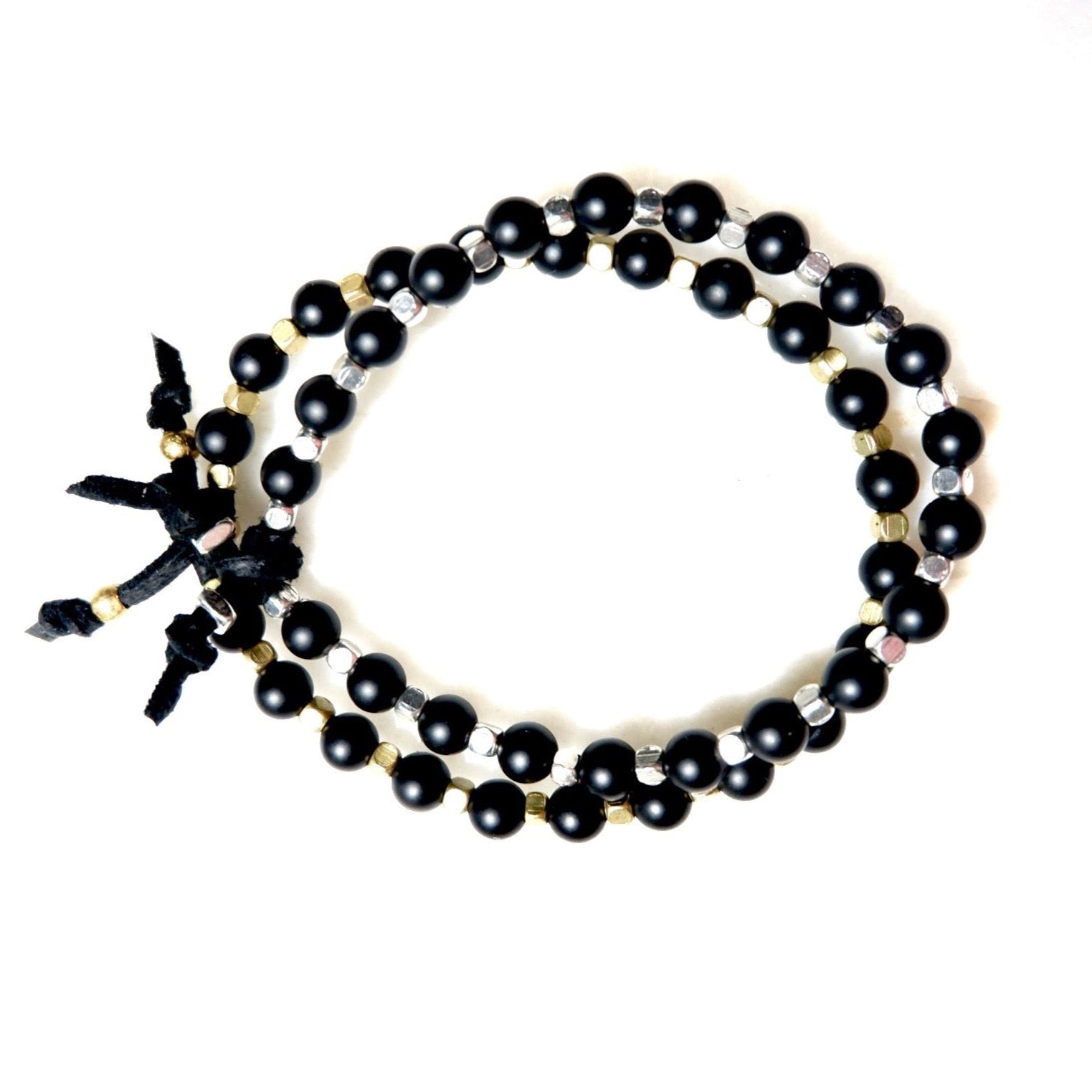 black onyx twin set mens bracelet