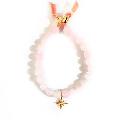 rose quartz trio set bracelet