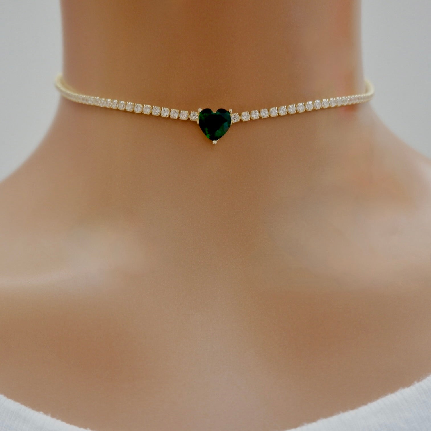 my emerald heart tennis choker