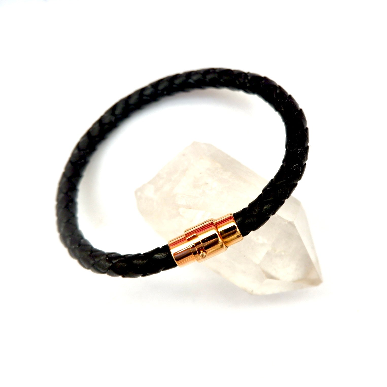 woven black rose mens bracelet