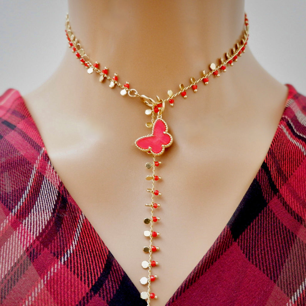 my red butterfly necklace
