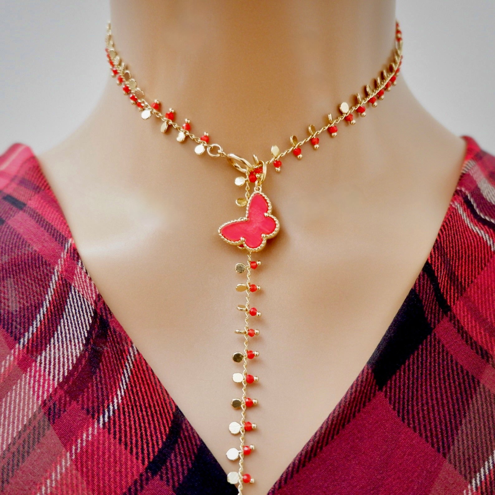 my red butterfly necklace