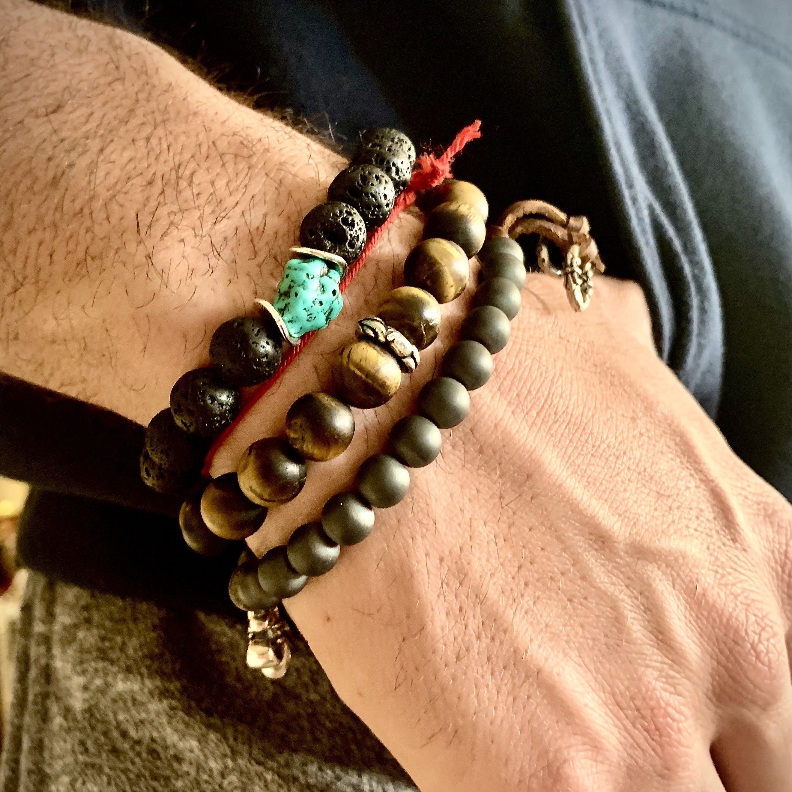 tigers eye initial mens bracelet